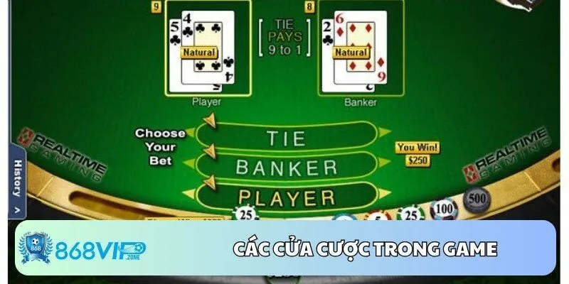 Các cửa cược trong game 